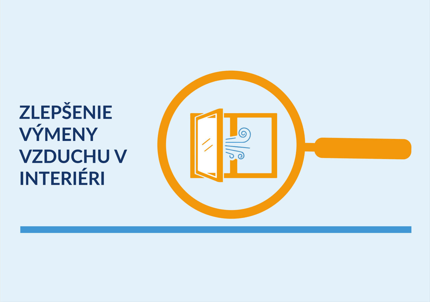 Ikona lupy s otvoreným oknom na zlepšenie výmeny vzduchu v interiéri