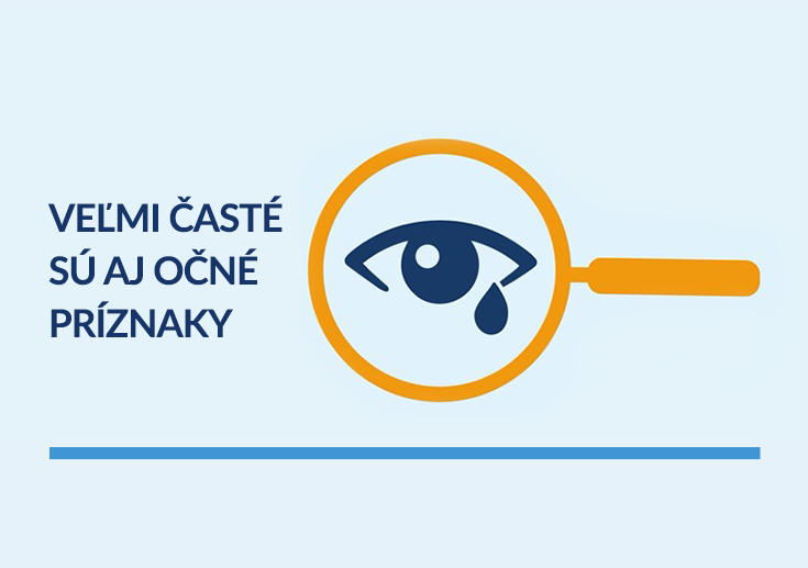 Ikona lupy so slziacim okom a očnými príznakmi