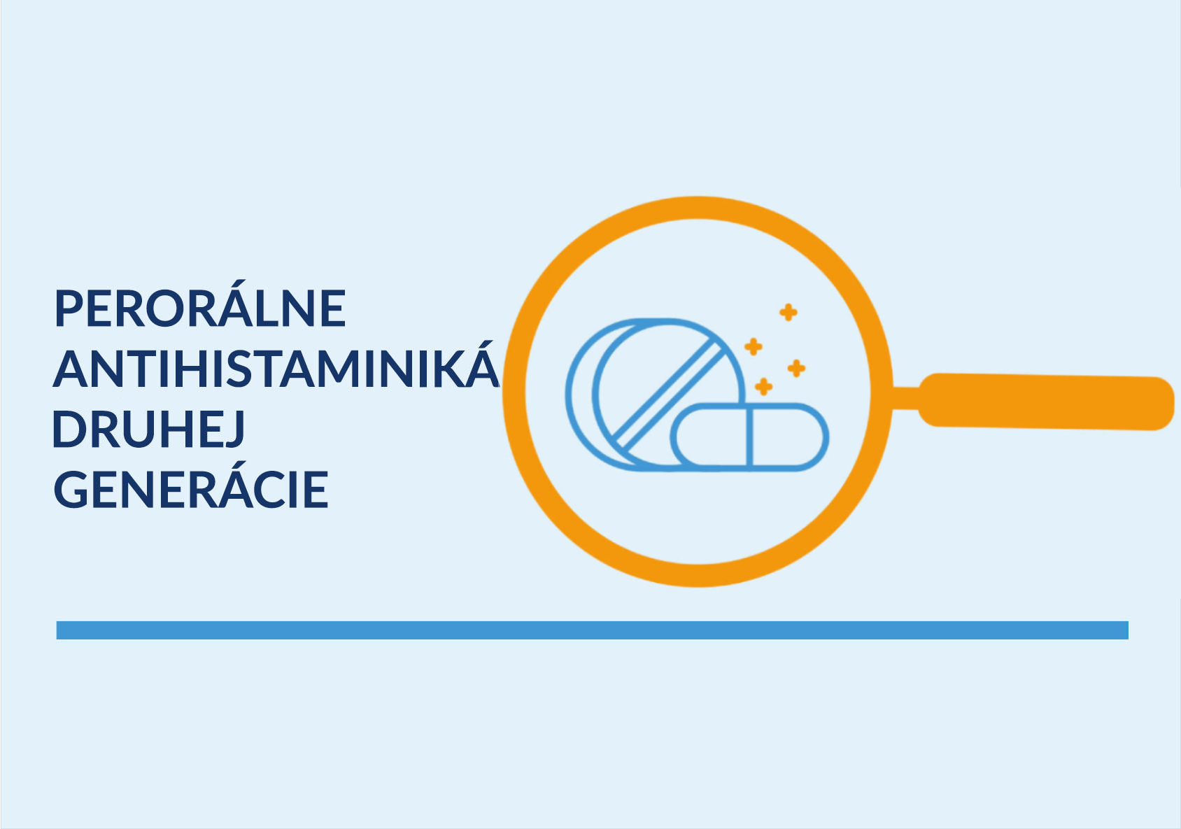 Ikona lupy s tabletou antihistaminík a tabletkou